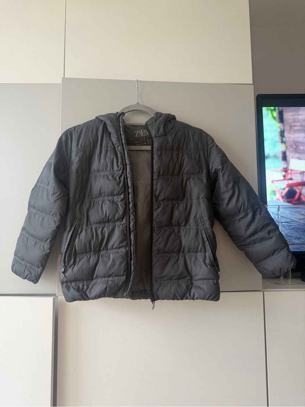 Zara Kids Charcoal Quilted Hooded Puffer Jacket